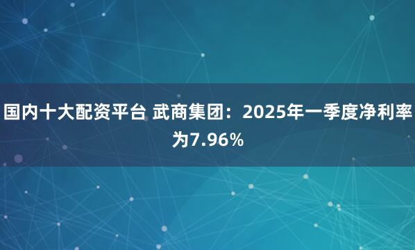 国内十大配资平台 武商集团：2025年一季度净利率为7.96%